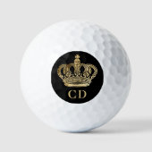 Kronenschwarze Monogramm-Initialen Golfball (Vorderseite)