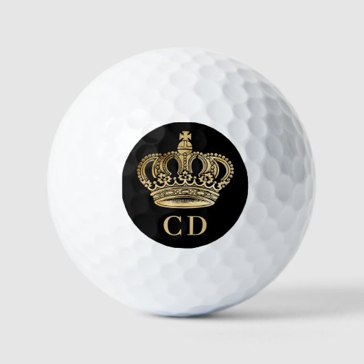 Kronenschwarze Monogramm-Initialen Golfball (Vorderseite)