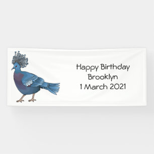 Kronentaube-Vogel-Cartoon-Illustration Banner