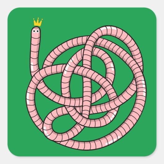 Kronenwurm aus Cartoon Quadratischer Aufkleber (Vorderseite)
