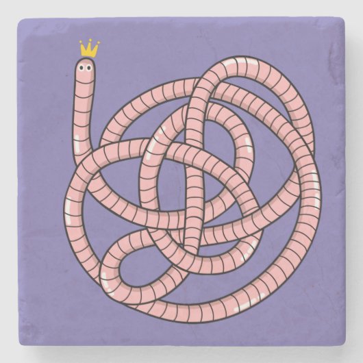 Kronenwurm aus Cartoon Steinuntersetzer (Vorderseite)