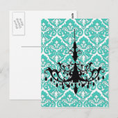 Kronier-Silhouette Aquamarin Damask Postkarte (Vorne/Hinten)