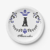 Kronkleider für eine Monogramm-Hochzeit Pappteller (Vorderseite)