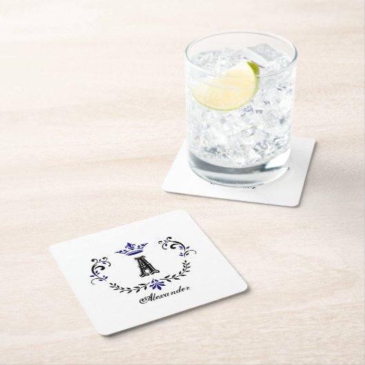 Kronkleider für eine Monogramm-Hochzeit Rechteckiger Pappuntersetzer (Vor Ort)