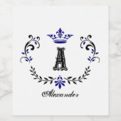 Kronkleider für eine Monogramm-Hochzeit Weinetikett (Einzelnes Label)