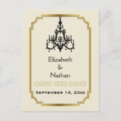 Kronleuchter & Art-Deco-Hochzeitsfeier Speichern S Ankündigungspostkarte (Vorderseite)