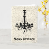 Kronleuchter auf handgeschriebenem Hintergrund Geb Karte (Gelbe Blume)