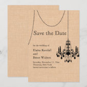 Kronleuchter auf Jute Save the Date (Vorne/Hinten)