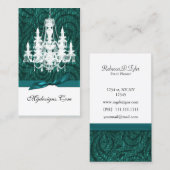 Kronleuchter aus aquamarinem Damast Chic Business  Visitenkarte (Vorne/Hinten)