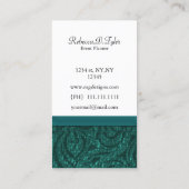 Kronleuchter aus aquamarinem Damast Chic Business  Visitenkarte (Rückseite)