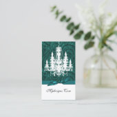 Kronleuchter aus aquamarinem Damast Chic Business  Visitenkarte (Stehend Vorderseite)