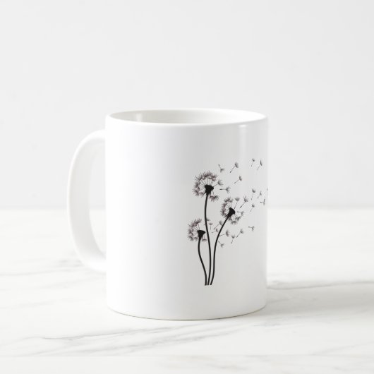 Kronleuchter aus schwarzer Wildblume Kaffeetasse (Vorderseite Links)