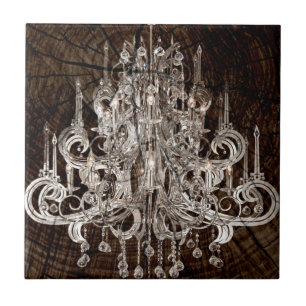 Kronleuchter aus zerrüttetem Holz Fliese