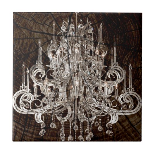 Kronleuchter aus zerrüttetem Holz Fliese (Vorderseite)