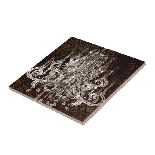 Kronleuchter aus zerrüttetem Holz Fliese (Seite)