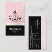 Kronleuchter + Barock-Staudamm /Perle + Rosa Visitenkarte (Vorne/Hinten)
