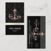 Kronleuchter + Barockstaub /Perle + Rosa Visitenkarte (Vorne/Hinten)