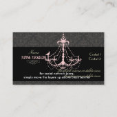 Kronleuchter + Barockstaub /Perle + Rosa Visitenkarte (Rückseite)