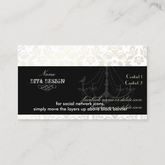 Kronleuchter + Barockstaub /Perle + Zitrone Visitenkarte (Rückseite)