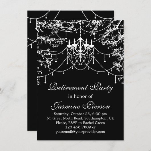 Kronleuchter, Baumlichter im Party der Retirement Einladung (Vorne/Hinten)