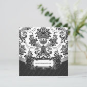 Kronleuchter Black Damask White Wedding Einladunge Einladung (Stehend Vorderseite)