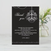 Kronleuchter Danke Karte Weiß Schwarz (Stehend Vorderseite)