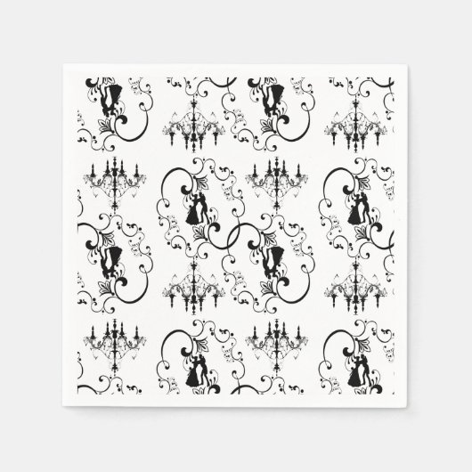 Kronleuchter der Schwarz-weißen Tänzer Serviette (Vorderseite)