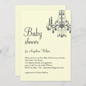 Kronleuchter des Babys in Grau und Gelb Einladung (Vorne/Hinten)