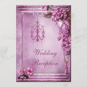 Kronleuchter Herz und Blume-Rahmen Hochzeitsempfeh Einladung