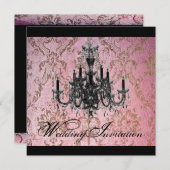 Kronleuchter Hochzeit, gotisch Einladung (Vorne/Hinten)