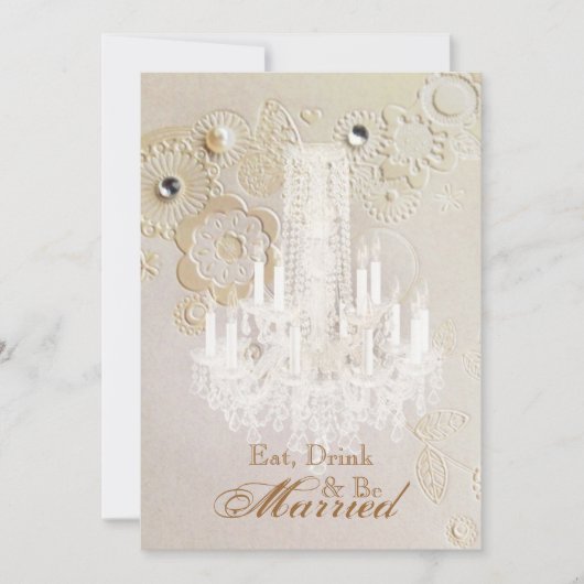 Kronleuchter Jahrgang Hochzeit Probe Abendessen Einladung (Vorderseite)