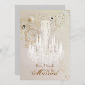 Kronleuchter Jahrgang Hochzeit Probe Abendessen Einladung (Vorne/Hinten)