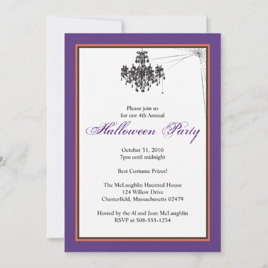 Kronleuchter mit Cob-Web-Halloween-Party Einladung (Vorderseite)