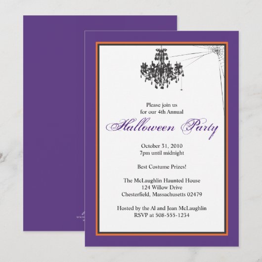 Kronleuchter mit Cob-Web-Halloween-Party Einladung (Vorne/Hinten)