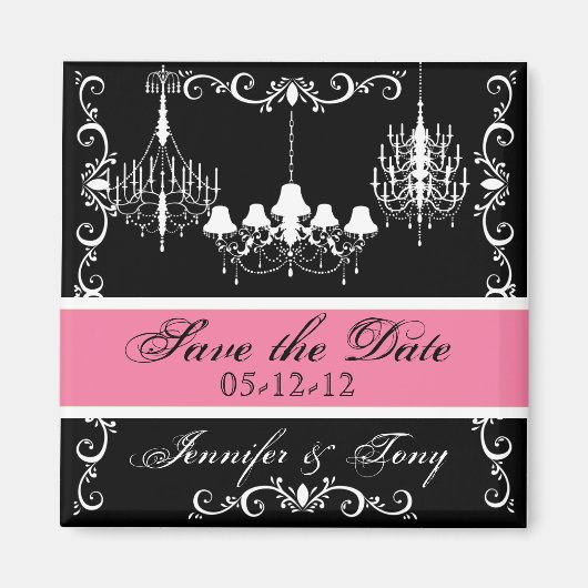 Kronleuchter mit rosa speichern das Datumsmagazin Magnet (Vorne)