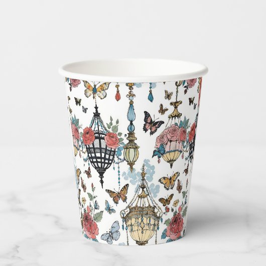 Kronleuchter mit Schmetterlingen Pappbecher (Rückseite)