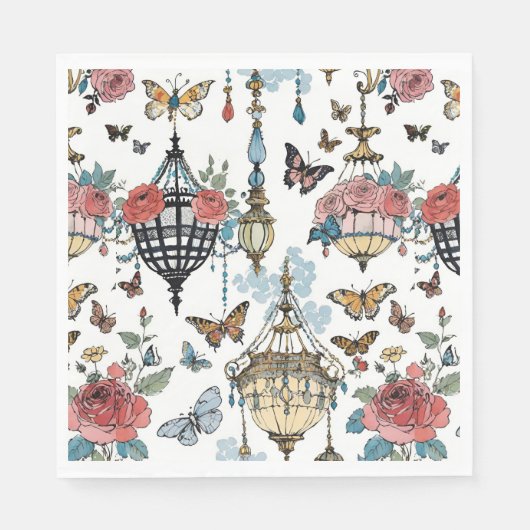 Kronleuchter mit Schmetterlingen Serviette (Vorderseite)