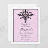 Kronleuchter Pink 21. Geburtstag Party Einladung (Vorne/Hinten)