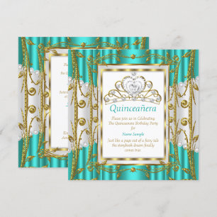 Kronleuchter Quinceanera 15. Türkis Jade Gold Weiß Einladung