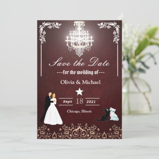 Kronleuchter Save The Date (Stehend Vorderseite)