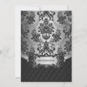Kronleuchter Silver Black Damask Einladungen (Vorderseite)