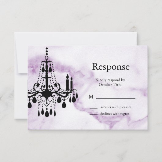 Kronleuchter UAWG auf Lila Marmor RSVP Karte (Vorderseite)