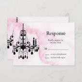 Kronleuchter UAWG auf rosa Marmor RSVP Karte (Vorne/Hinten)