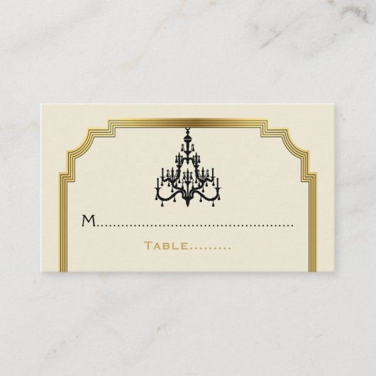 Kronleuchter und Art Déco Platzkarte (Vorderseite)