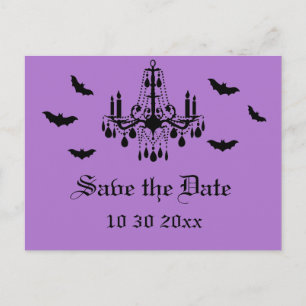 Kronleuchter und Damask Save the Date Postkarte