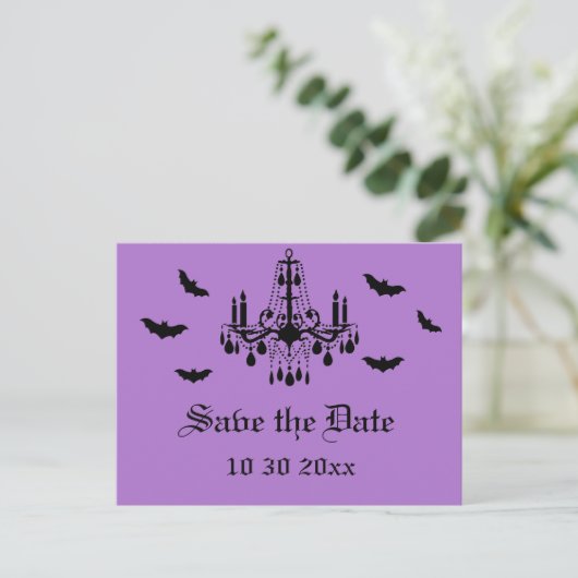 Kronleuchter und Damask Save the Date Postkarte (Stehend Vorderseite)