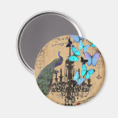 Kronleuchter Vintager Pfauenblauer Schmetterling Magnet (Vorderseite/Rückseite)