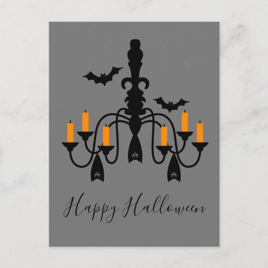 Kronleuchter von Halloween-Kerzen und Fledermäusen Postkarte (Vorderseite)
