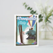 Kronplatz Italien Skifahrplakat Postkarte (Stehend Vorderseite)