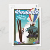 Kronplatz Italien Skifahrplakat Postkarte (Vorne/Hinten)